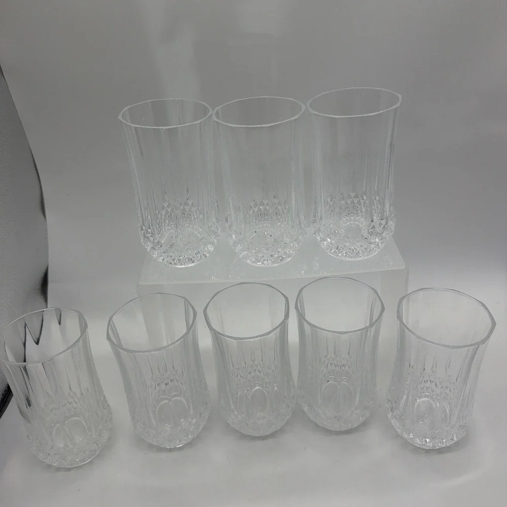 (8)‎ Vtg Cristal D'Arques Longchamp Crystal Iced Tea Glass Tumblers 5.25